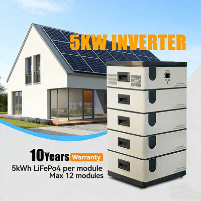SPS002 بطارية LiFePO4 قابلة للتراكم ذات الدورة العالية مع عاكس 5kW للتطبيقات الشمسية في الهواء الطلق