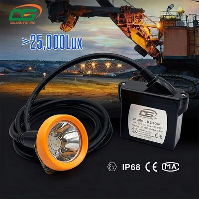 ATEX KL10M 25000Lux IP68 مضاد للماء المصباح الأمامي المضاد للماء مع بطارية ليثيوم أيون قابلة لإعادة الشحن 10Ah